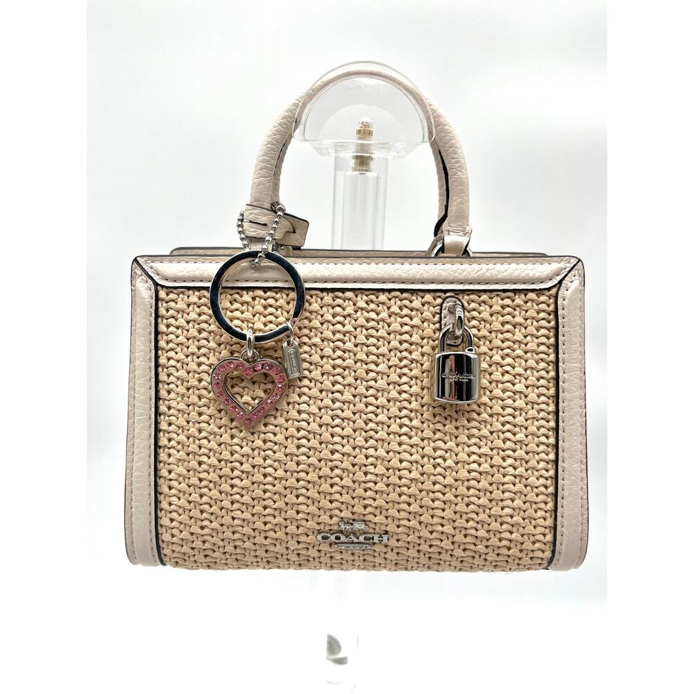 COACH Bag Charm Key Chain, Pink Rhinestone Crystal Heart - Picture 5 of 7